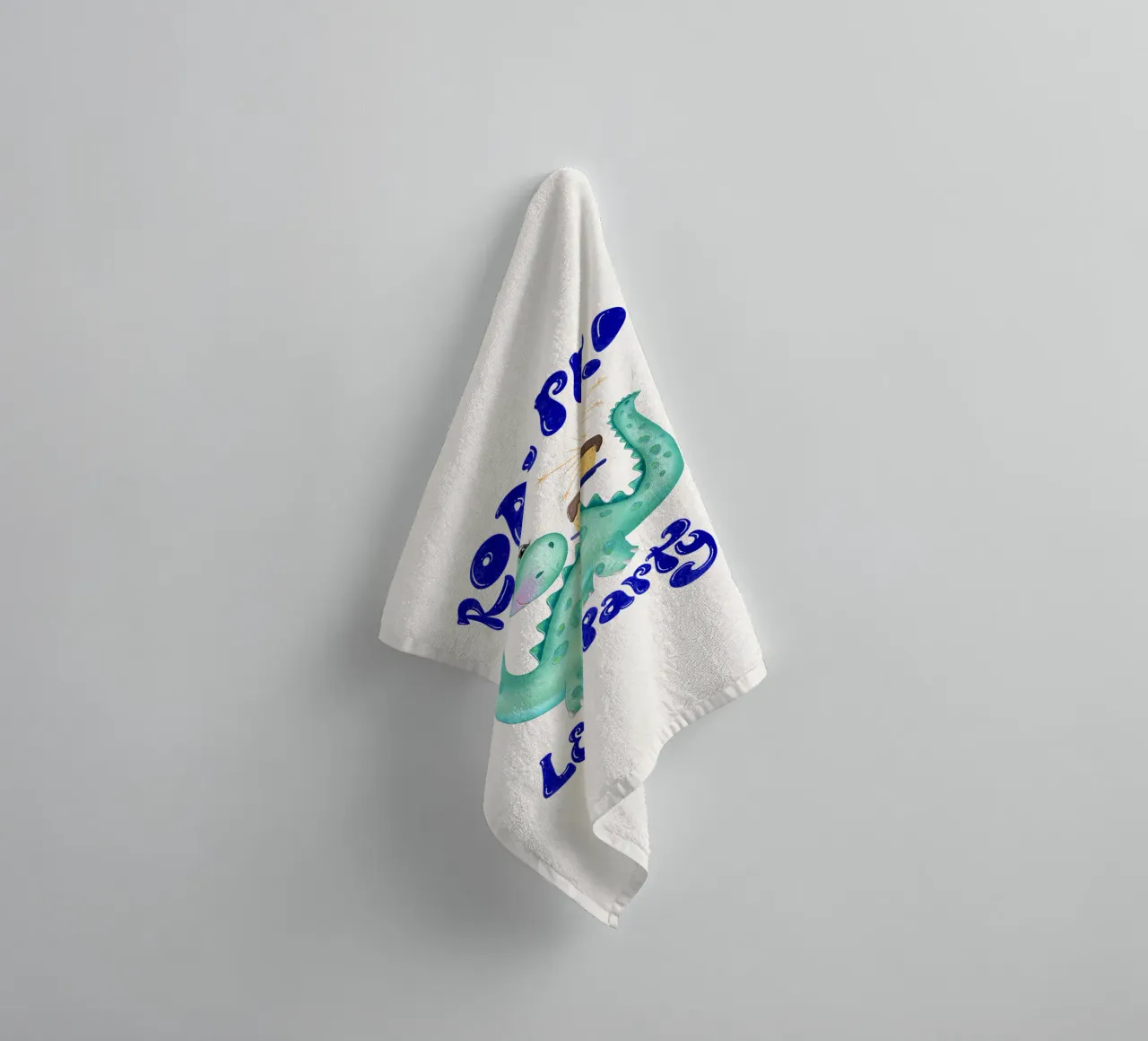Dinosaur with birthday cake. Roarrr. Let's party. towel by CalliLetters