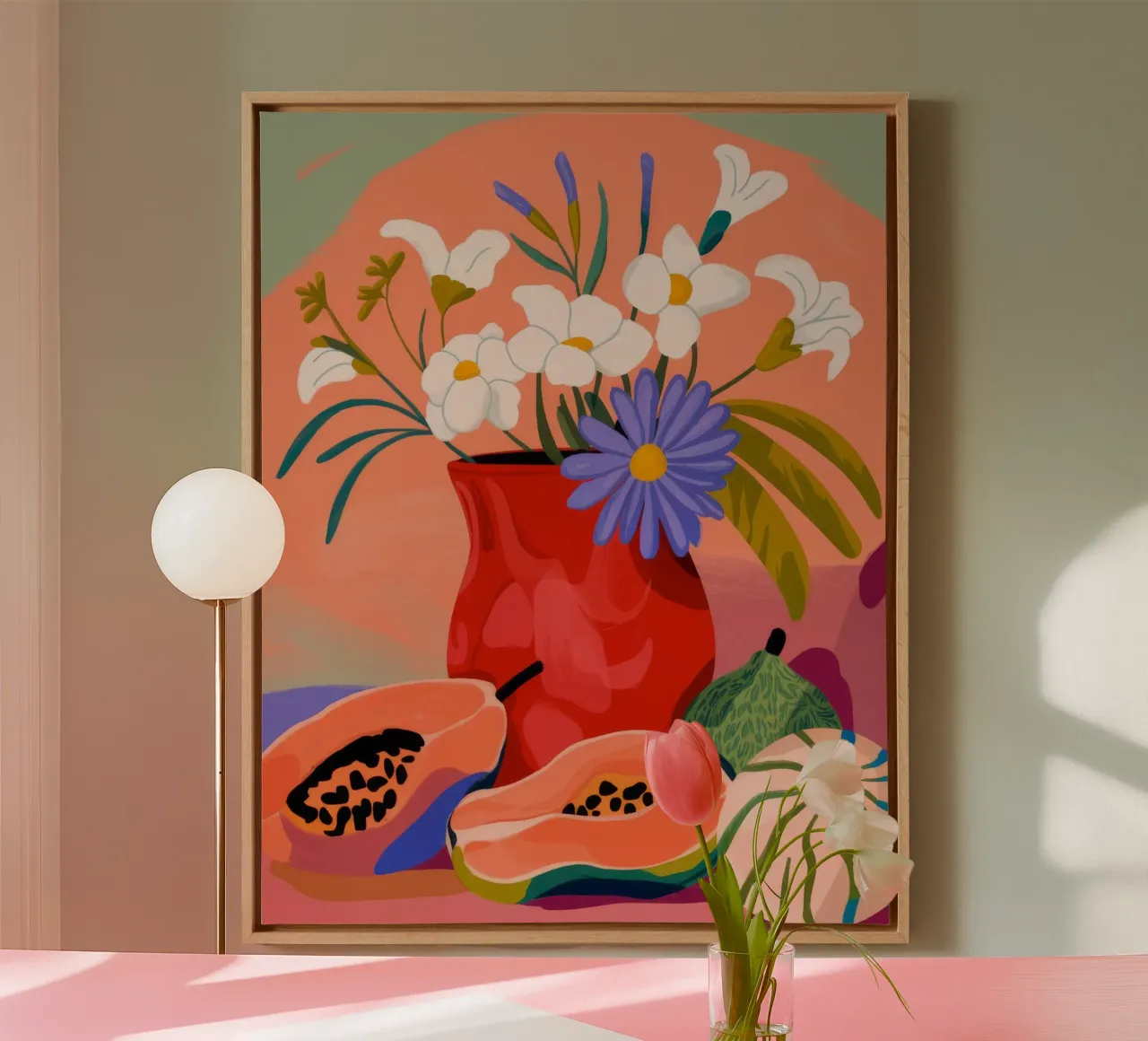 Levendig boeket canvas met Baklijst van Demar Galleria