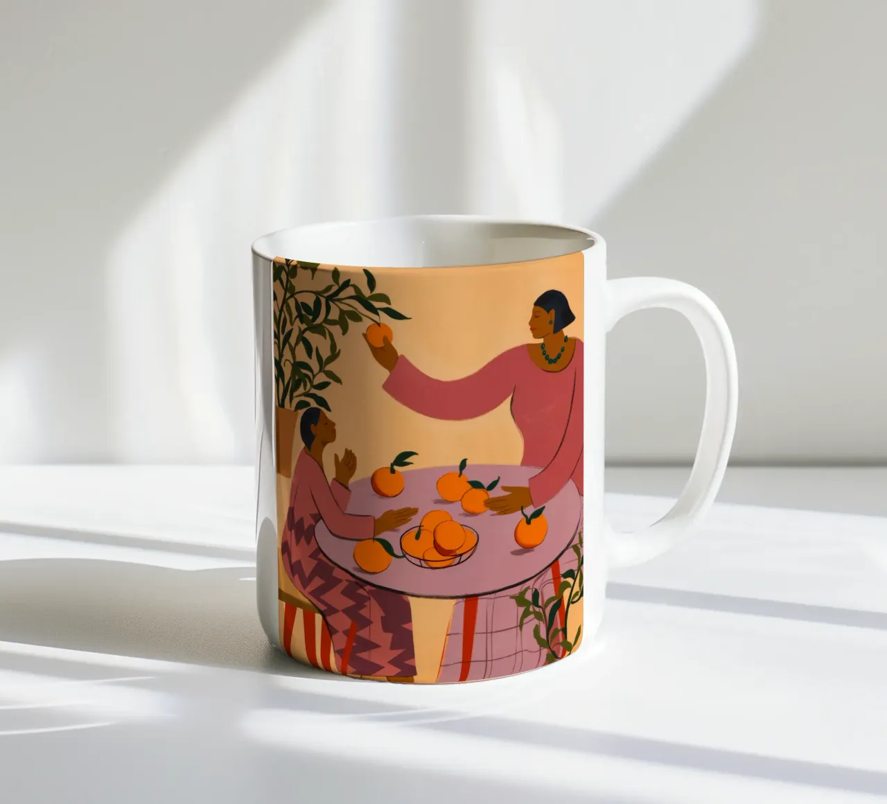 Scena di raccolta delle arance tazza in ceramica da Demar Galleria