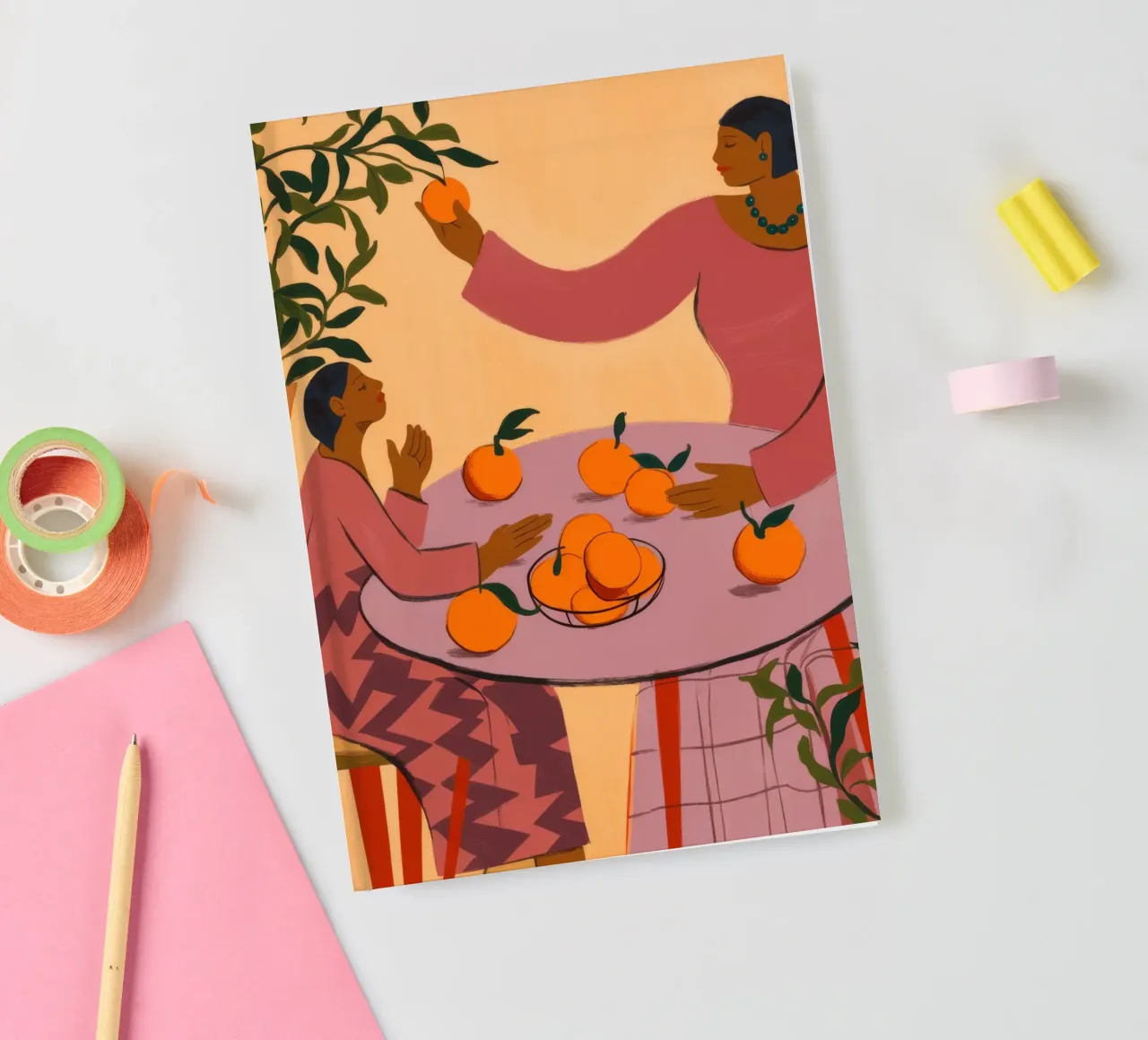Orange Picking Scene notebook by Demar Galleria