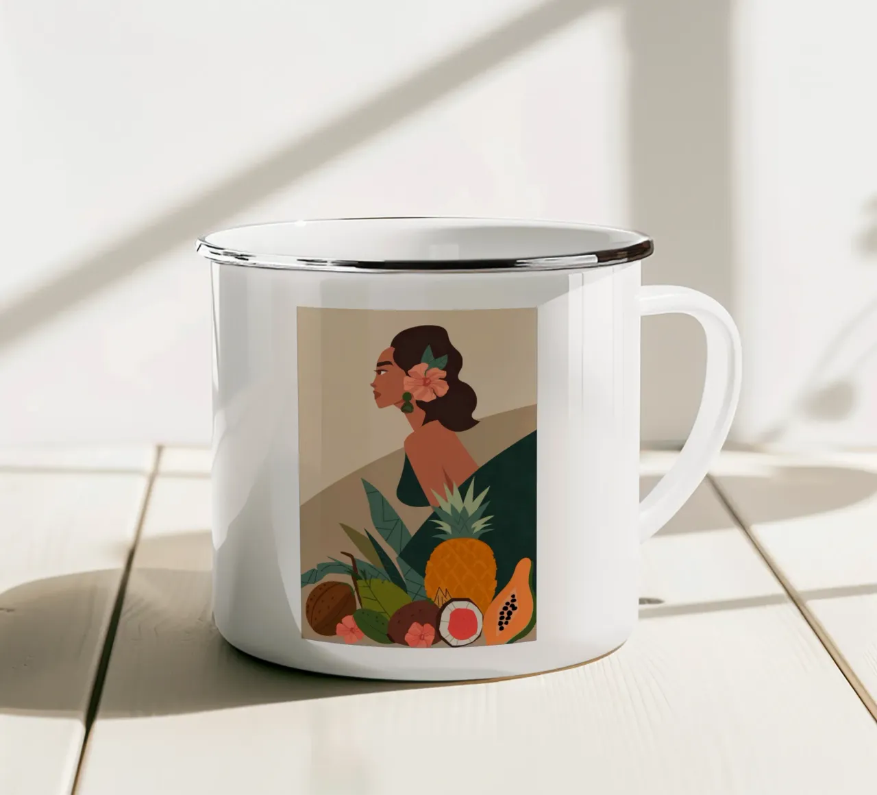 Ritratto fruttuoso tazza in smalto da Demar Galleria