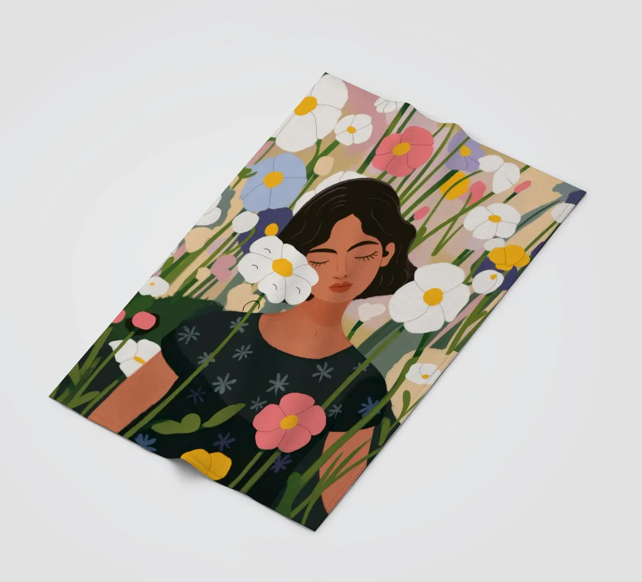 Flower Field Portrait fleece blanket by Demar Galleria