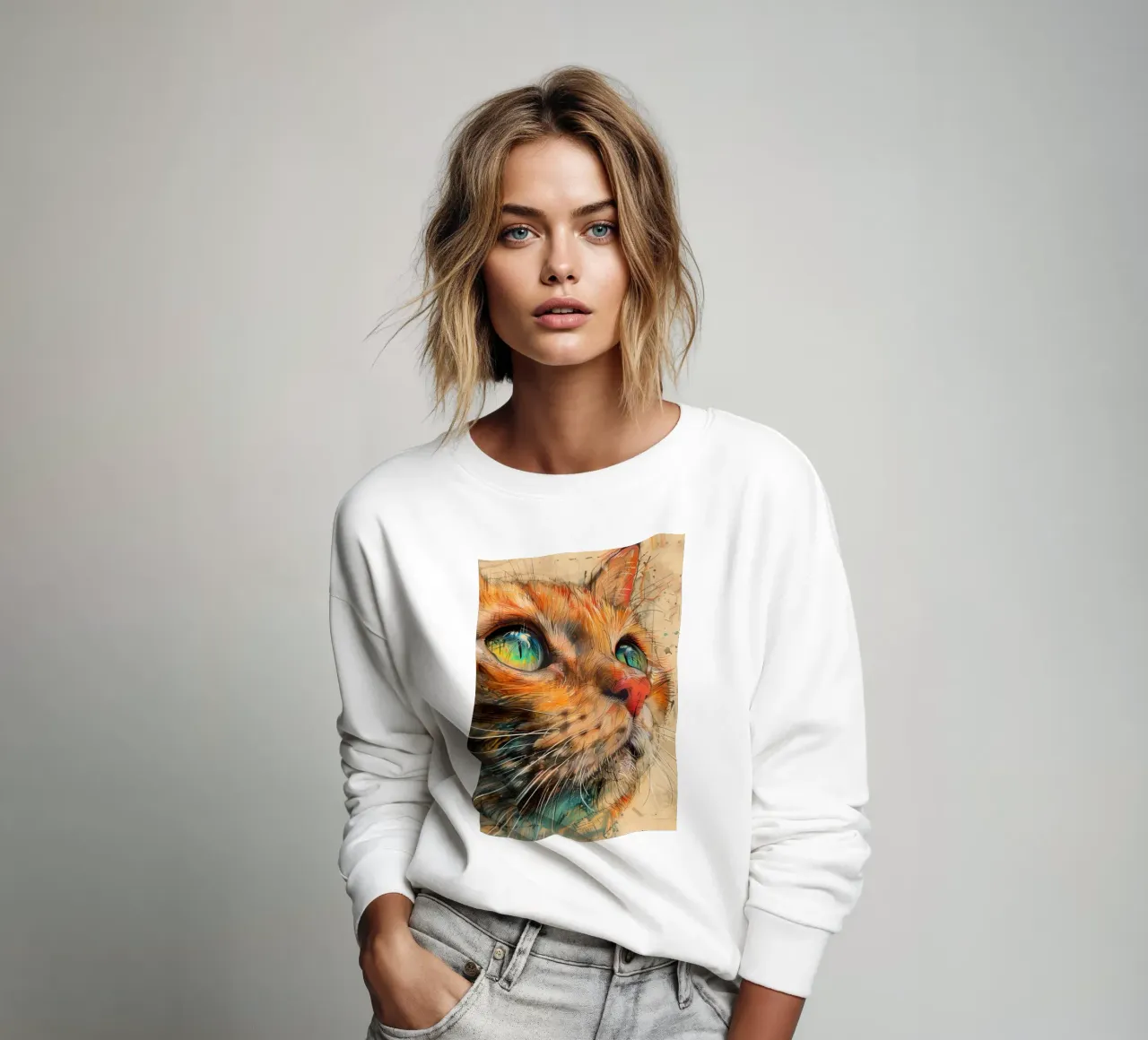 Gatto zenzero felpa da Justyna Jaszke JBJart