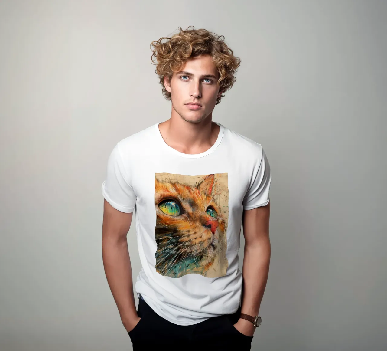 Gatto zenzero t-shirt da Justyna Jaszke JBJart