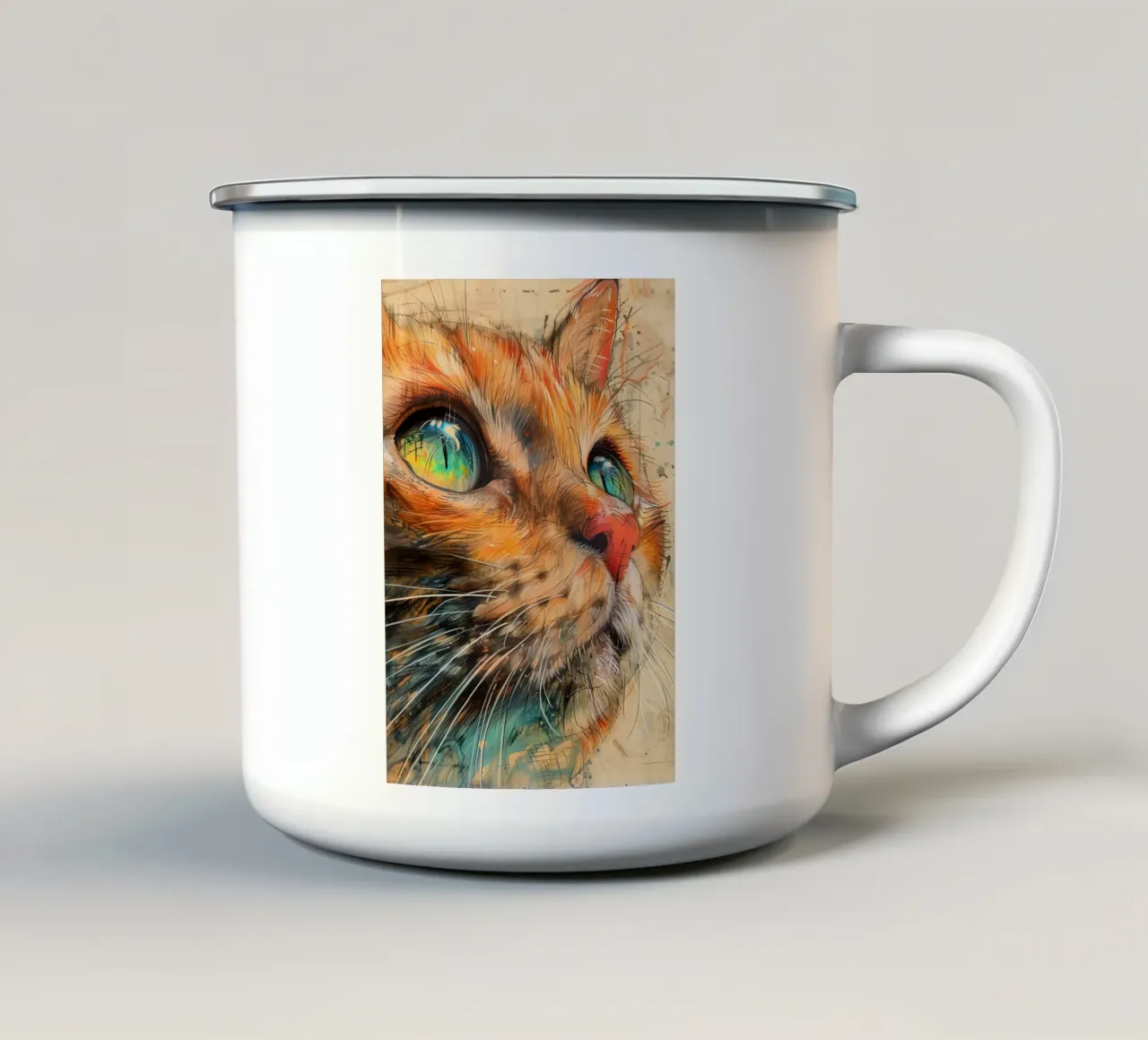 Gatto zenzero tazza in smalto da Justyna Jaszke JBJart