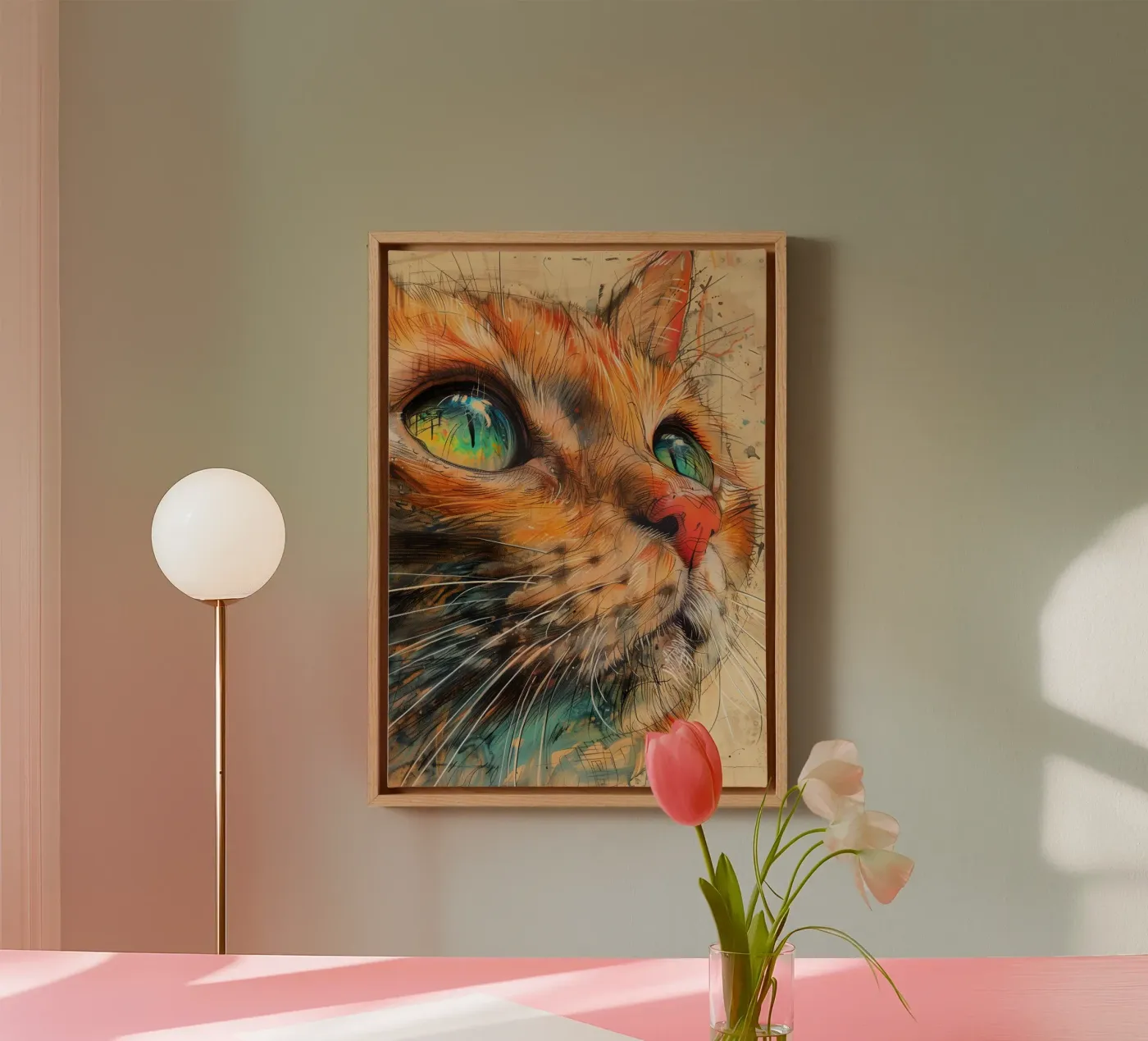 Ginger kat canvas van Justyna Jaszke JBJart