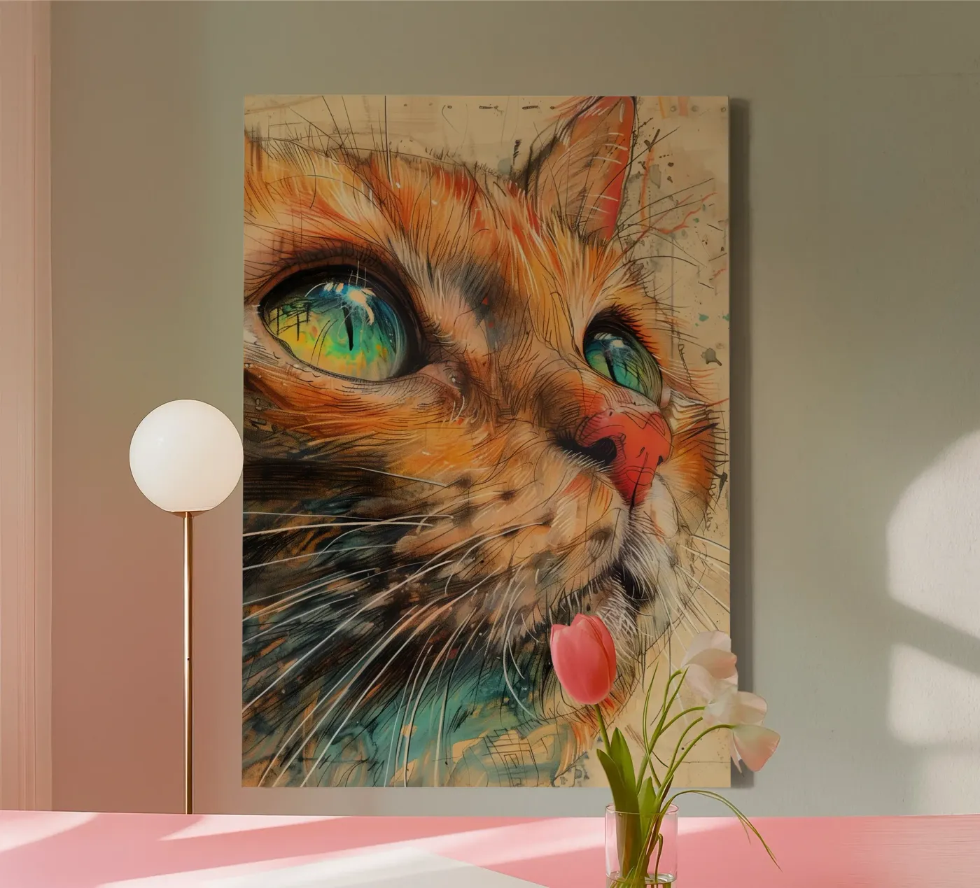 Ginger kat canvas van Justyna Jaszke JBJart