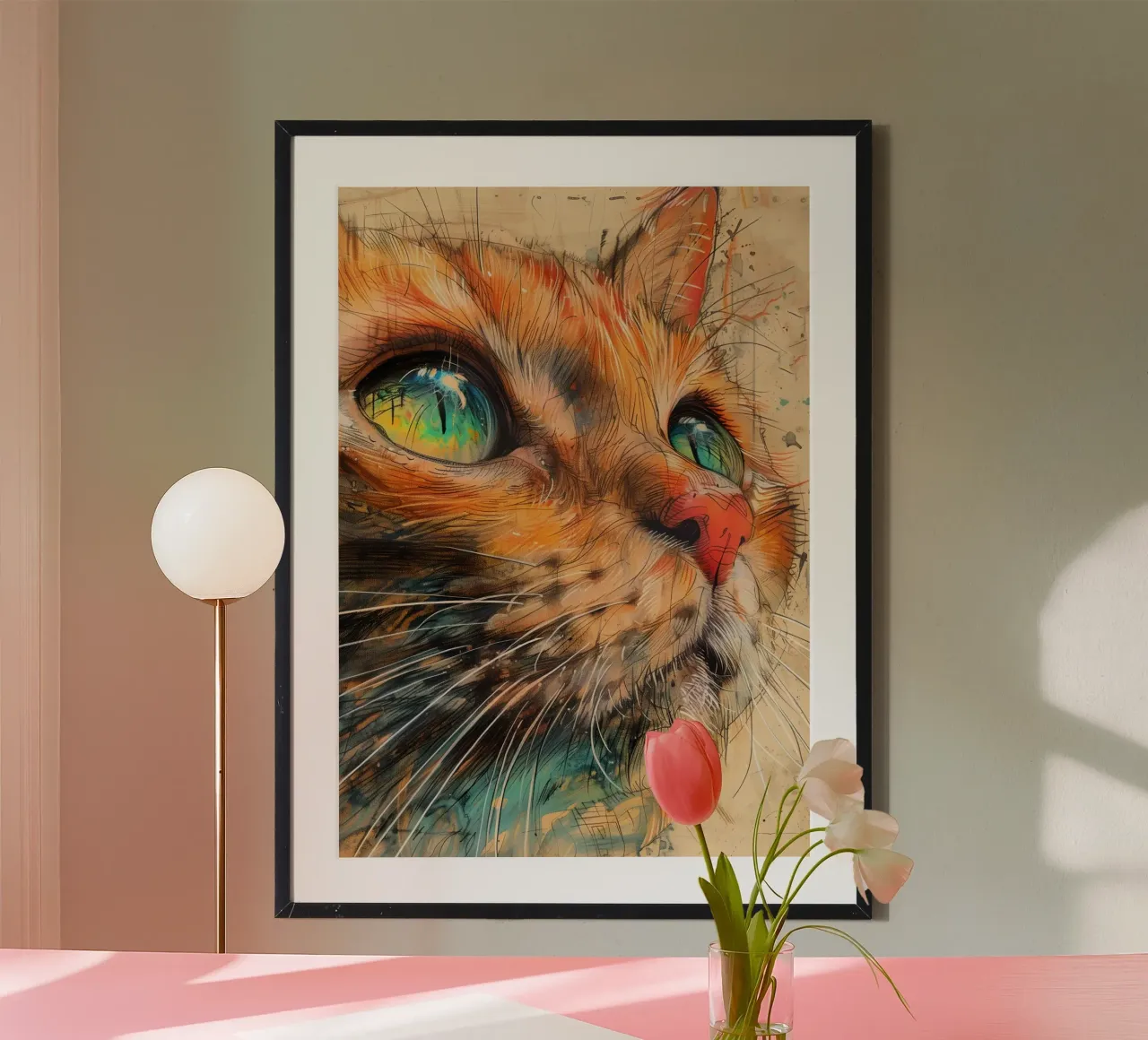 Gatto zenzero carta hahnemühle da Justyna Jaszke JBJart