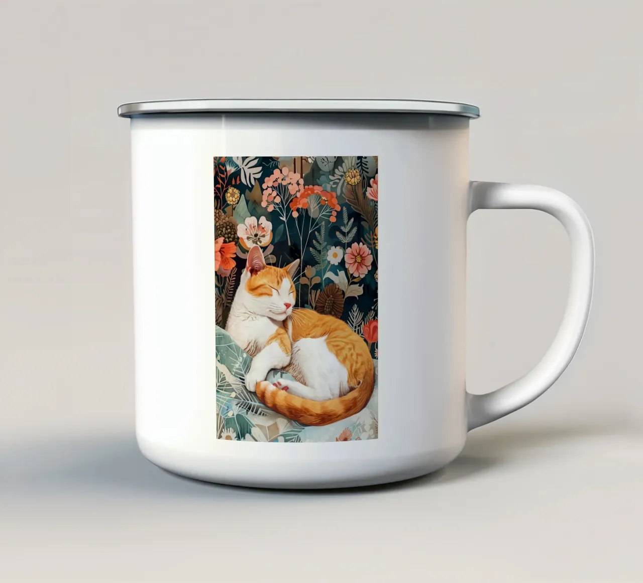 Gatto che dorme tazza in smalto da Justyna Jaszke JBJart