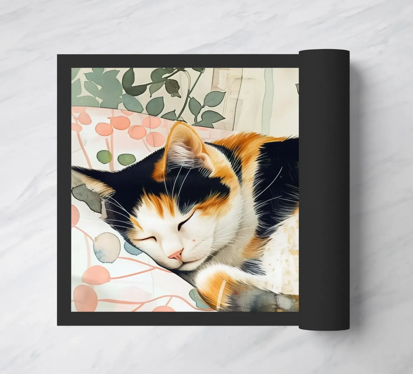 Sleeping kitty doormat by Justyna Jaszke JBJart