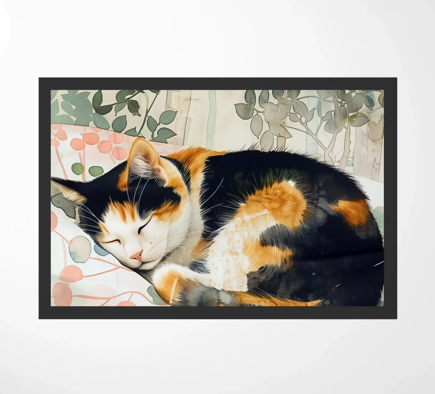 Sleeping kitty doormat by Justyna Jaszke JBJart