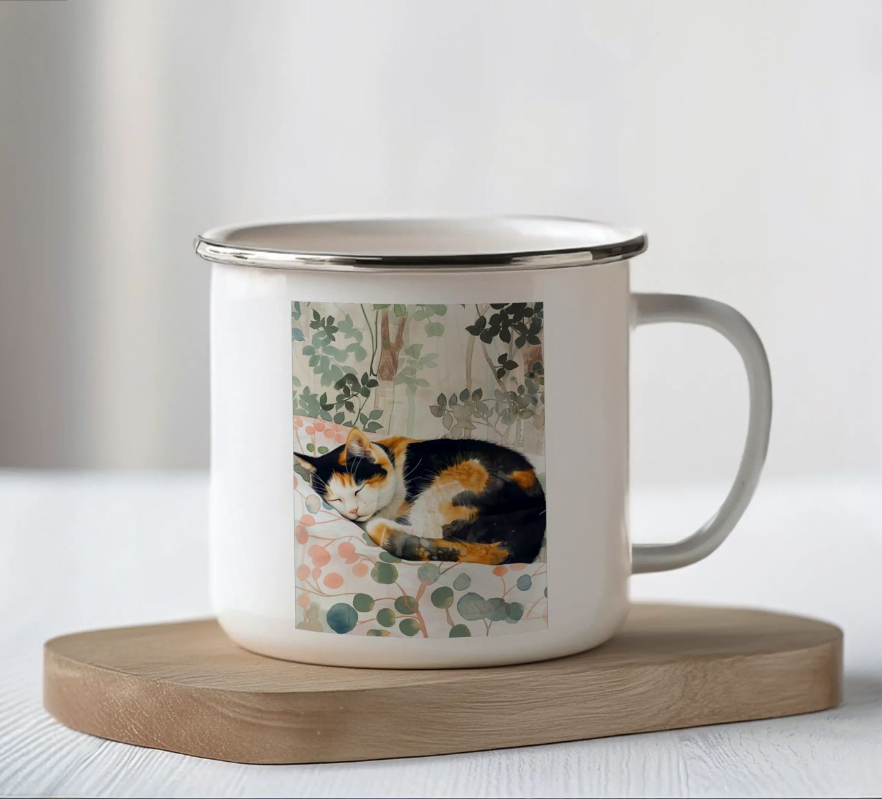 Gattino addormentato tazza in smalto da Justyna Jaszke JBJart