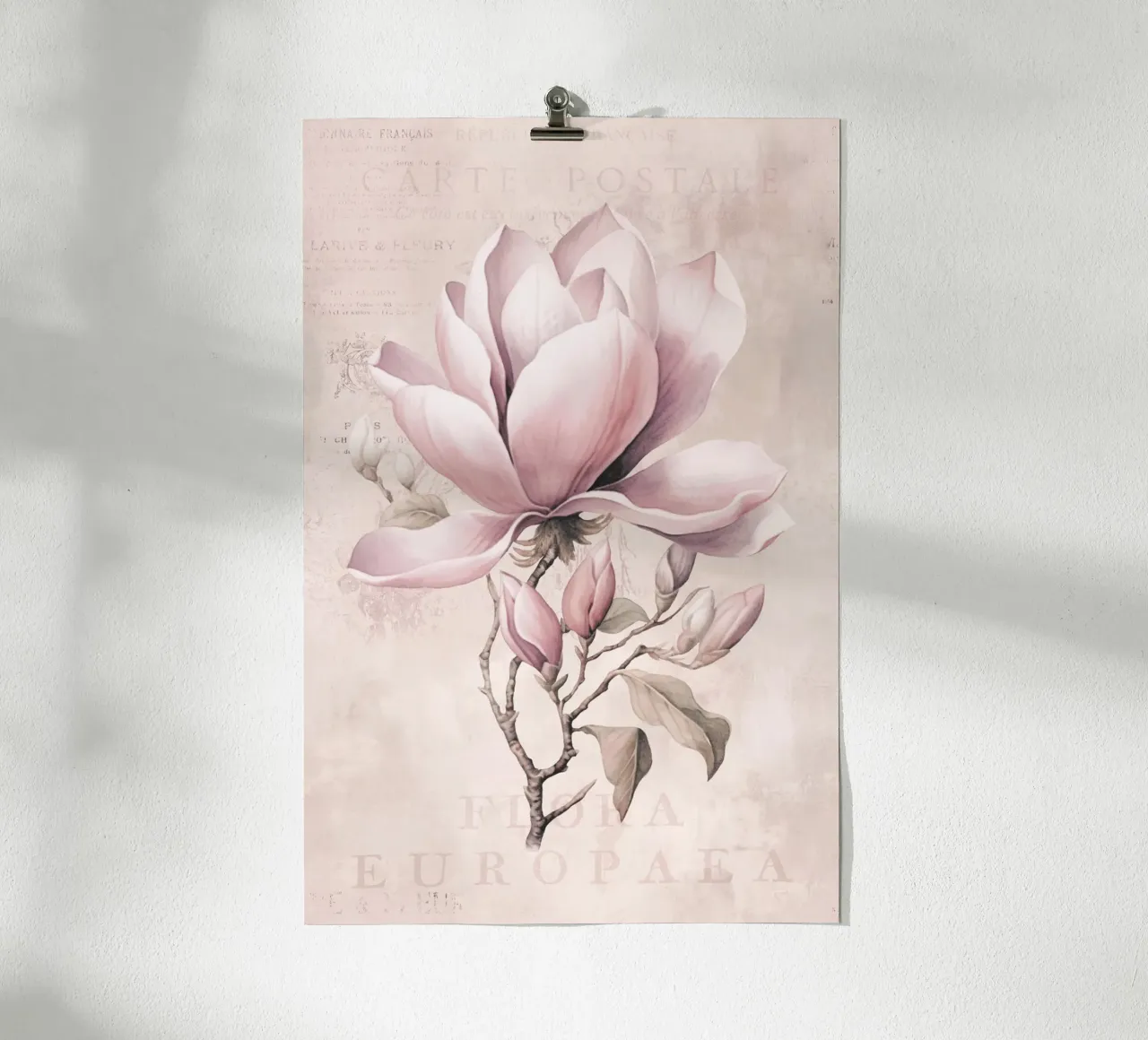 Magnolia Spring Romance Rosa Pastello II poster con telaio in legno da Andrea Haase Floral Passion