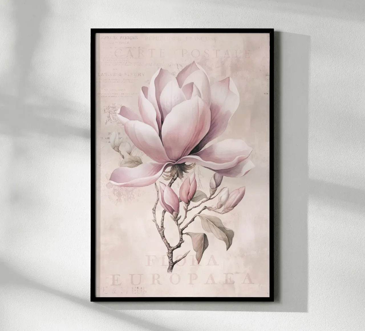 Magnolia Spring Romance Rosa Pastello II poster con telaio in legno da Andrea Haase Floral Passion