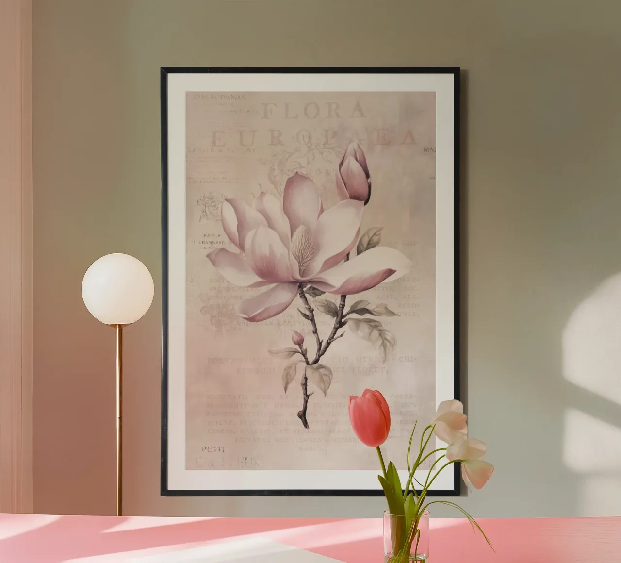 Magnolia Spring Romance Rosa Pastello III poster con telaio in alluminio da Andrea Haase Floral Passion