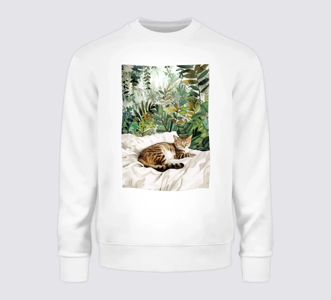 Cat in bed sweatshirt by Justyna Jaszke JBJart