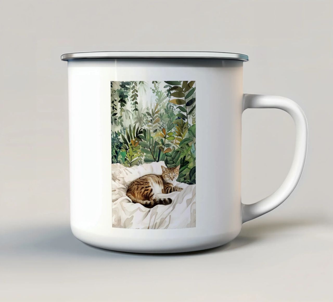 Gatto a letto tazza in smalto da Justyna Jaszke JBJart