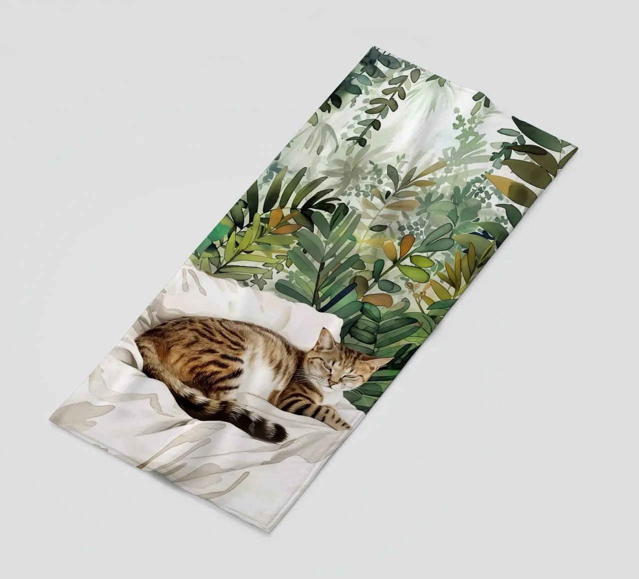 Gatto a letto telo mare da Justyna Jaszke JBJart
