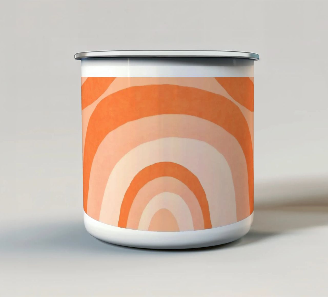 Warm Boho Rainbow Art Tangerine mug en émail de Andrea Haase Modern Home