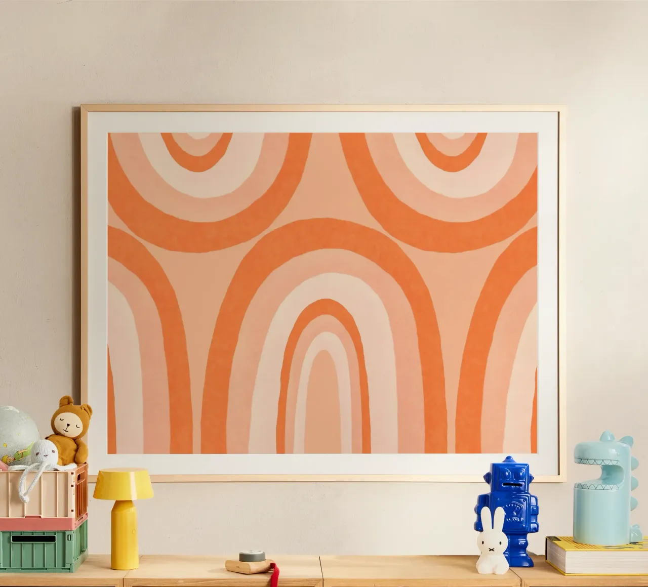 Warm Boho Regenbogen Kunst Mandarine Hahnemühle von Andrea Haase Modern Home