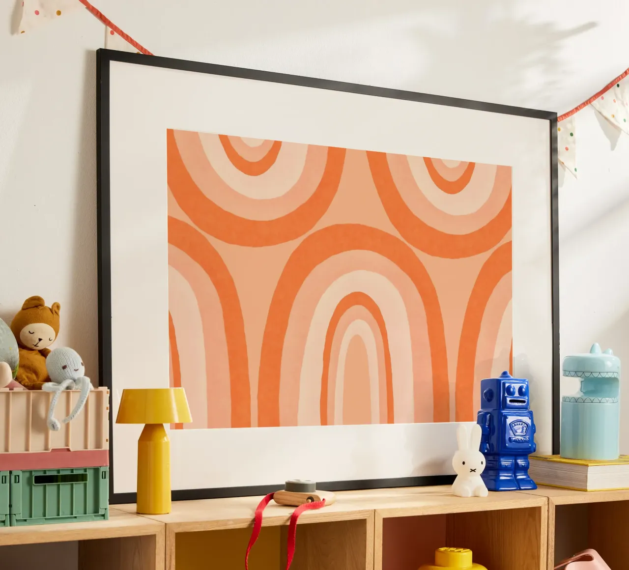 Warm Boho Regenbogen Kunst Mandarine Hahnemühle von Andrea Haase Modern Home