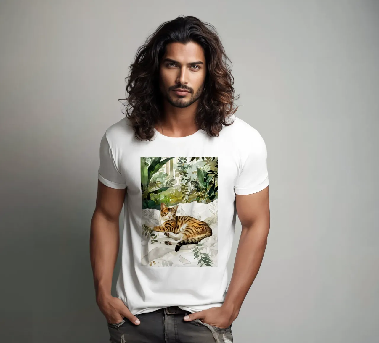 Gatto a letto t-shirt da Justyna Jaszke JBJart