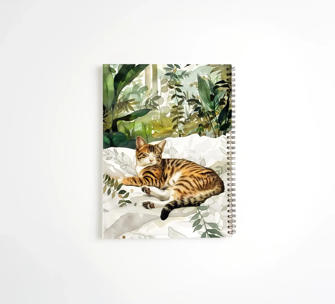 Kitty in bed notitieboek met spiraal van Justyna Jaszke JBJart