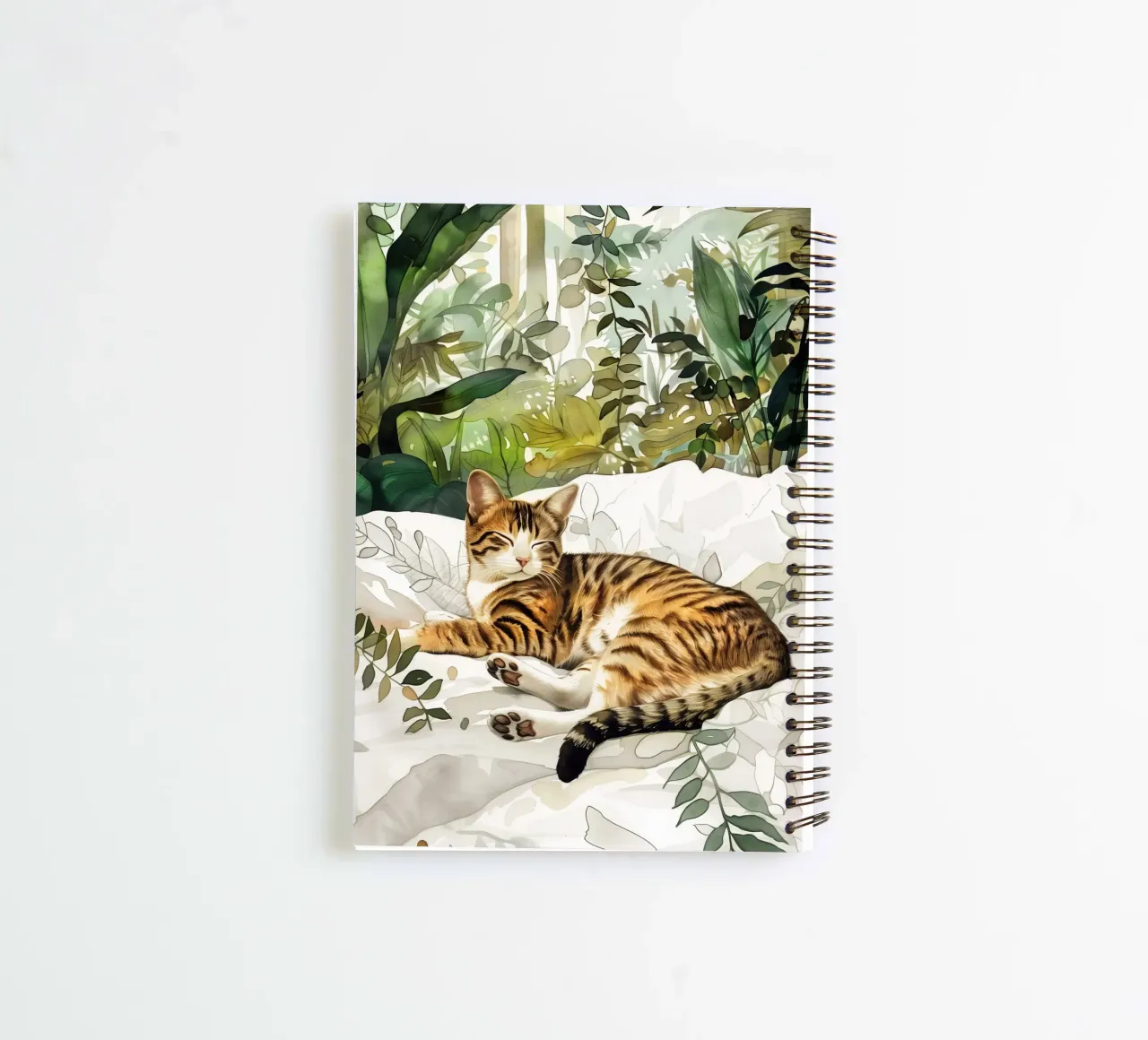 Kitty in bed notitieboek met spiraal van Justyna Jaszke JBJart