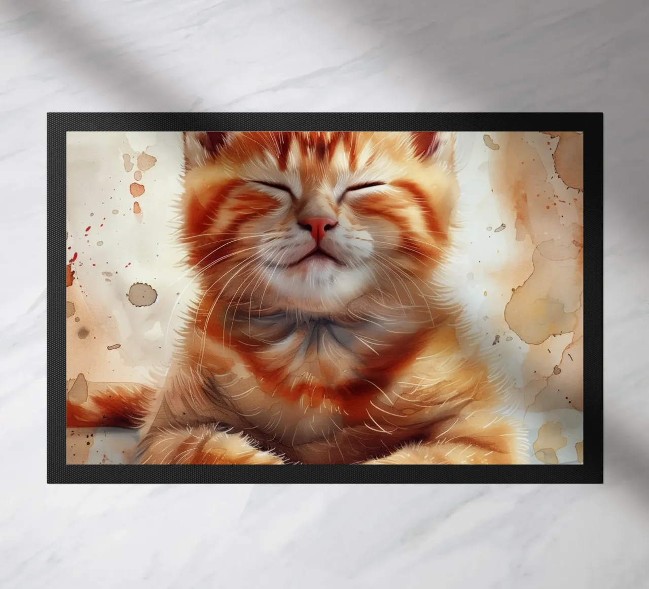 Ginger kitty doormat by Justyna Jaszke JBJart