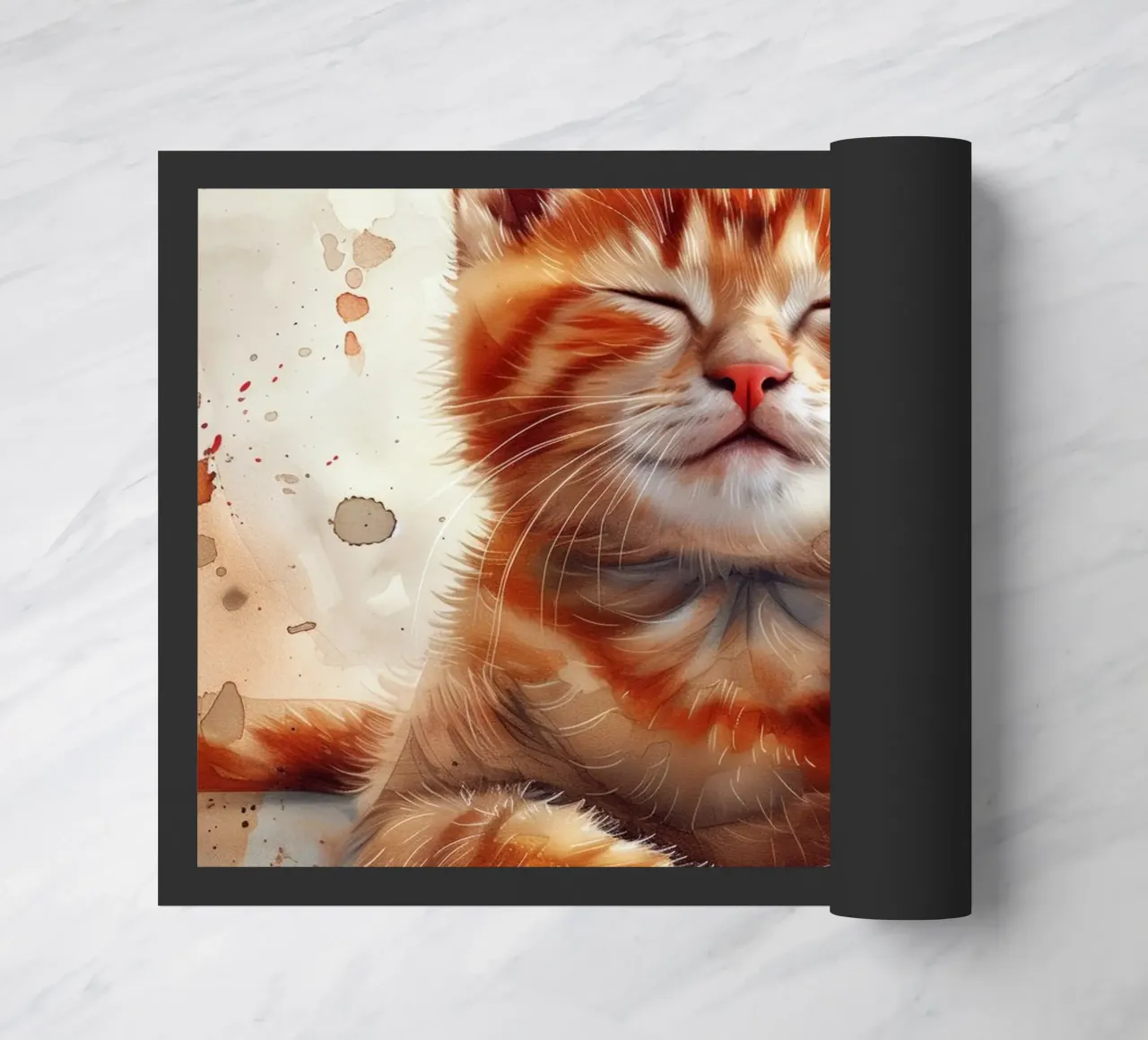 Ginger kitty doormat by Justyna Jaszke JBJart