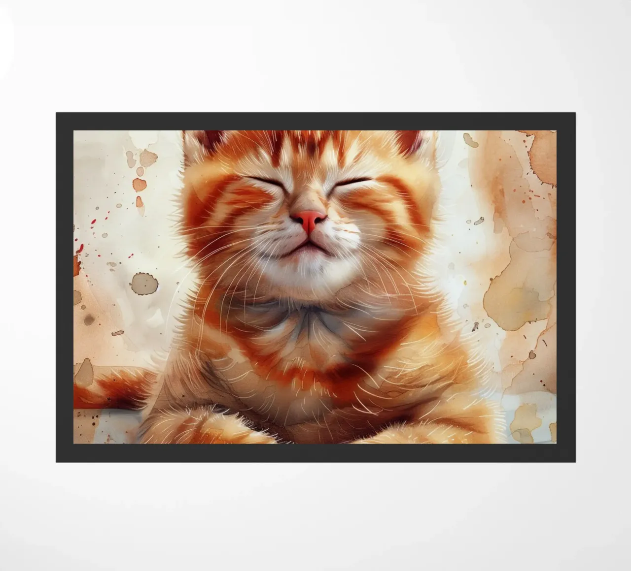 Ginger kitty doormat by Justyna Jaszke JBJart