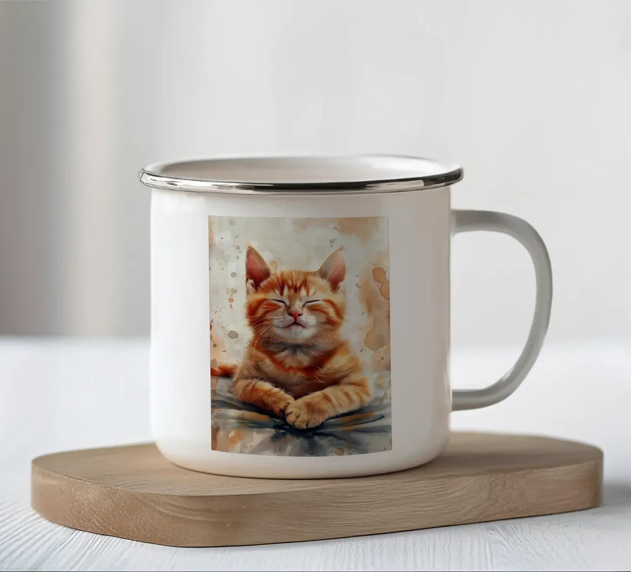 Gattino zenzero tazza in smalto da Justyna Jaszke JBJart