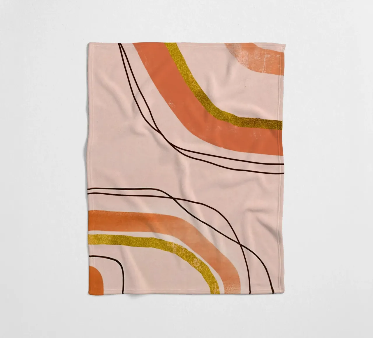Linee tranquillizzanti Arte moderna di metà secolo Arancione Pesca coperta in pile da Andrea Haase Modern Home