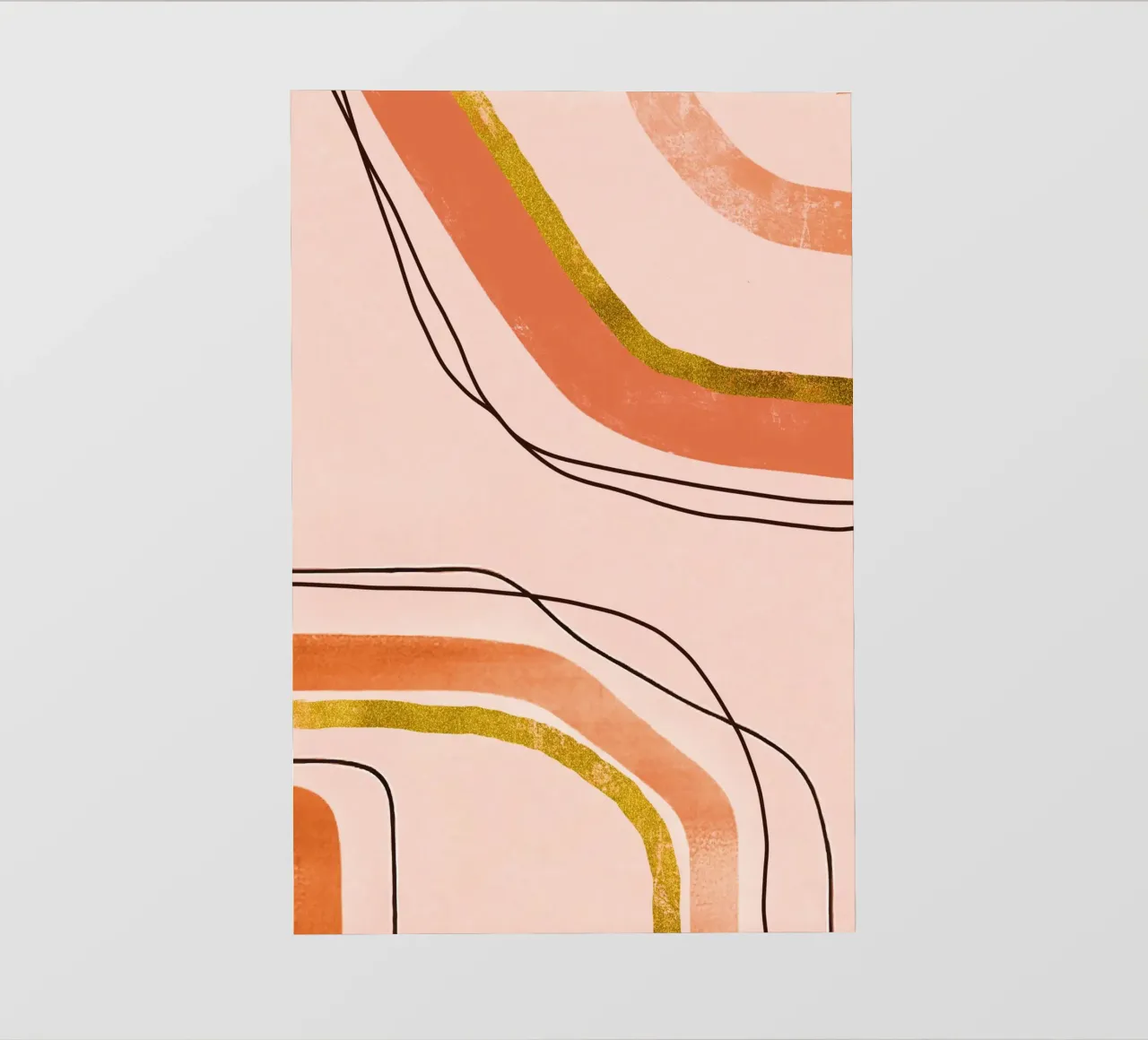 Linee tranquillizzanti Arte moderna di metà secolo Arancione Pesca telo in pvc da Andrea Haase Modern Home