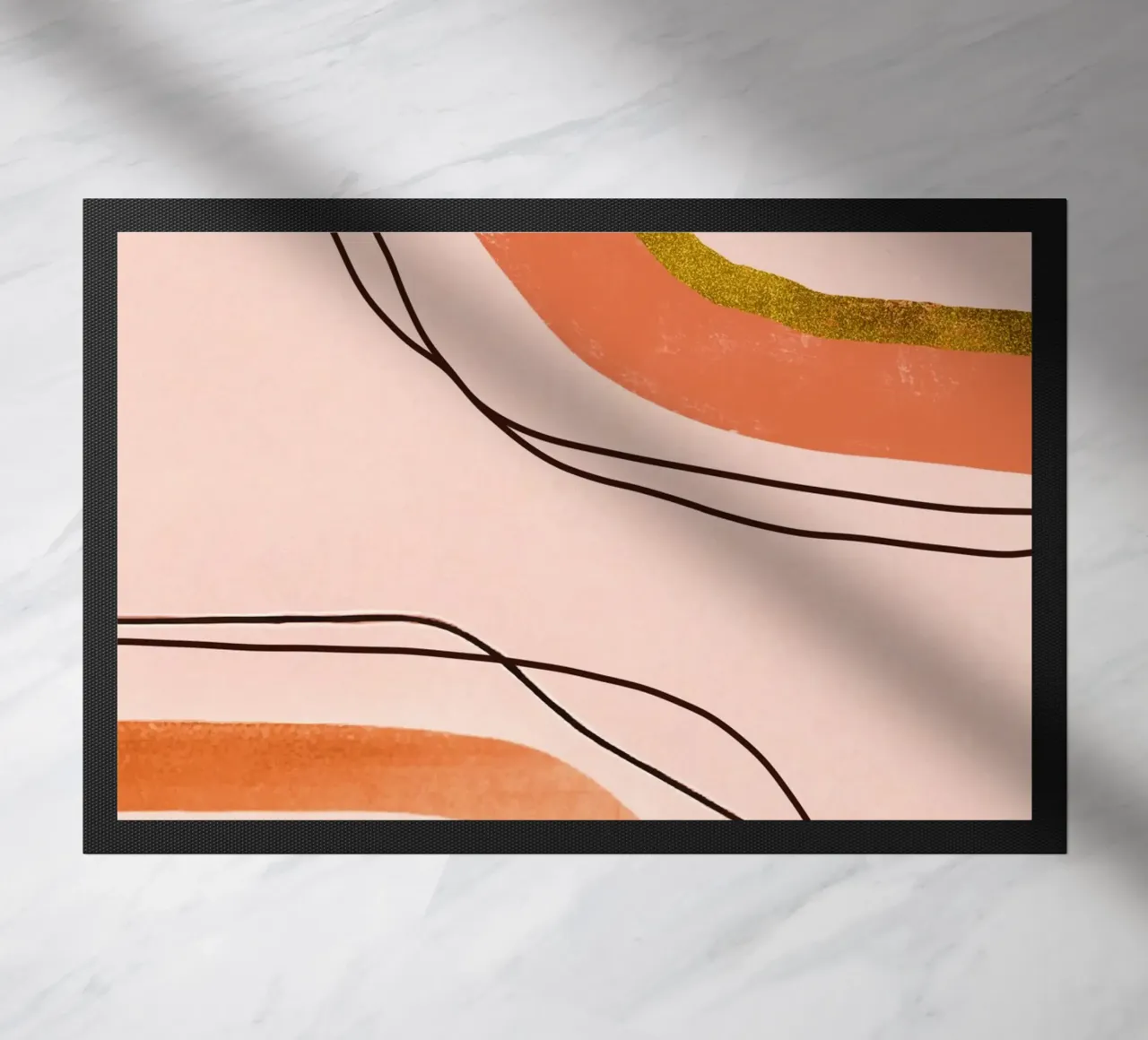 Linee tranquillizzanti Arte moderna di metà secolo Arancione Pesca zerbino da Andrea Haase Modern Home