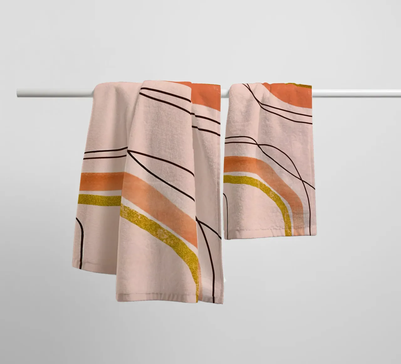 Linee tranquillizzanti Arte moderna di metà secolo Arancione Pesca asciugamano da bagno da Andrea Haase Modern Home
