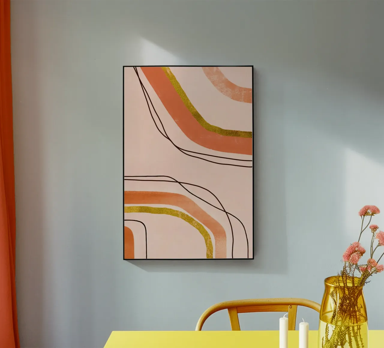 Linee tranquillizzanti Arte moderna di metà secolo Arancione Pesca plexiglass da Andrea Haase Modern Home