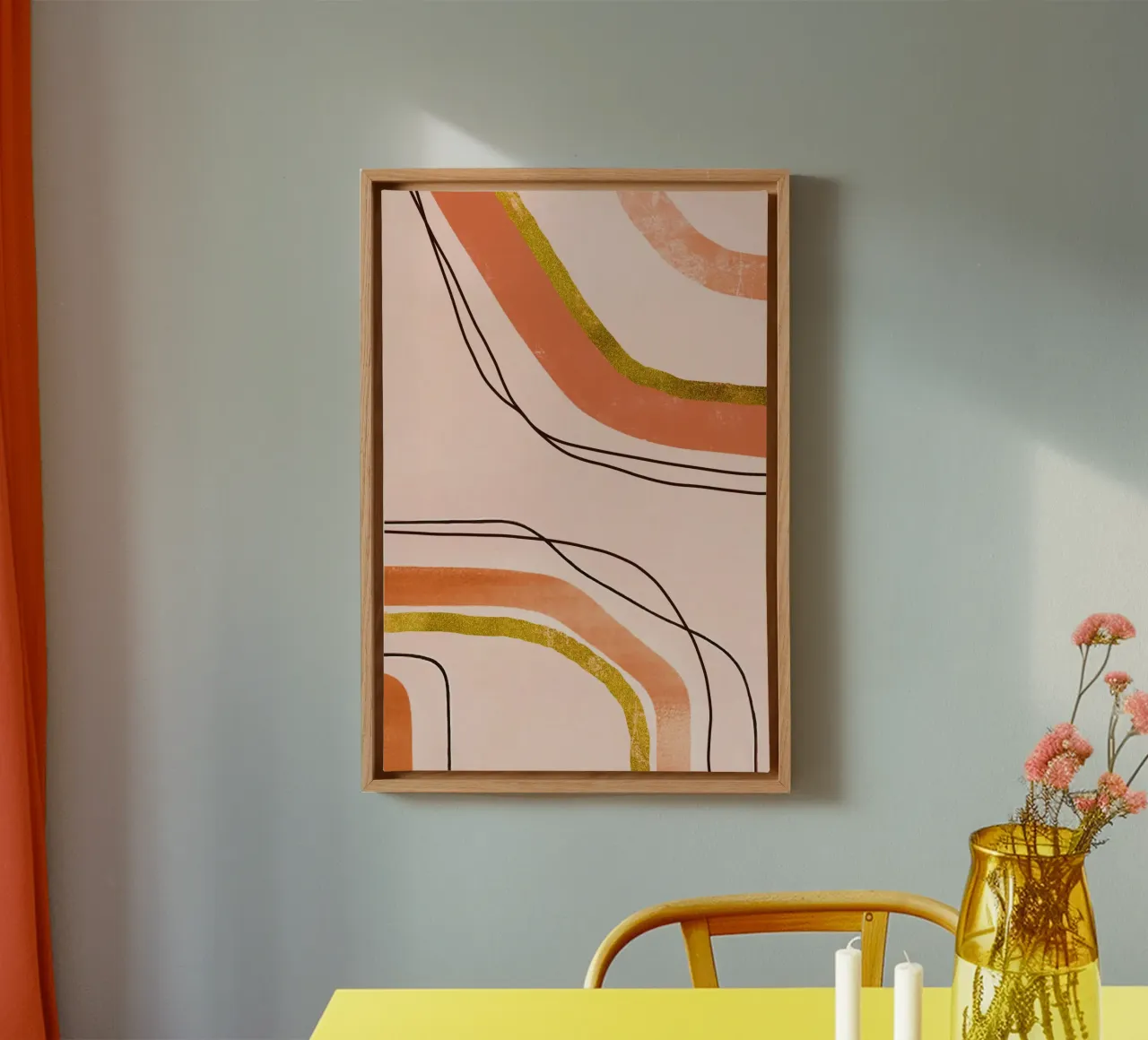 Calming Lines Modern Mid Century Art Orange Peach canvas by Andrea Haase Modern Home