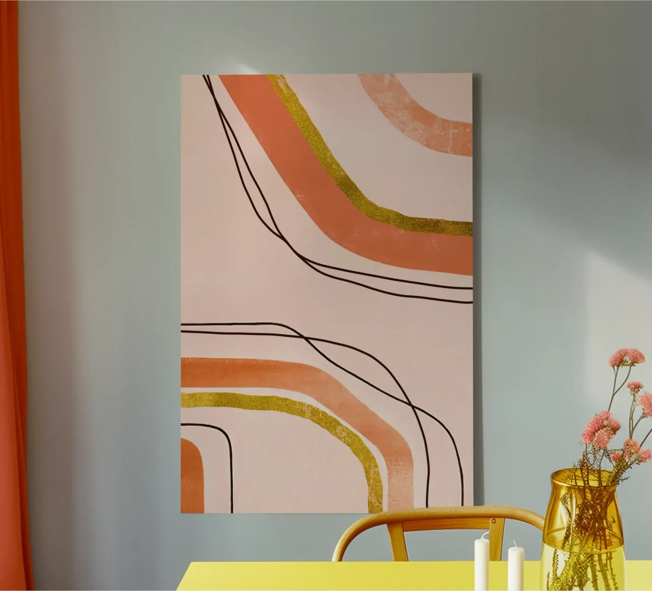 Calming Lines Modern Mid Century Art Orange Peach canvas by Andrea Haase Modern Home