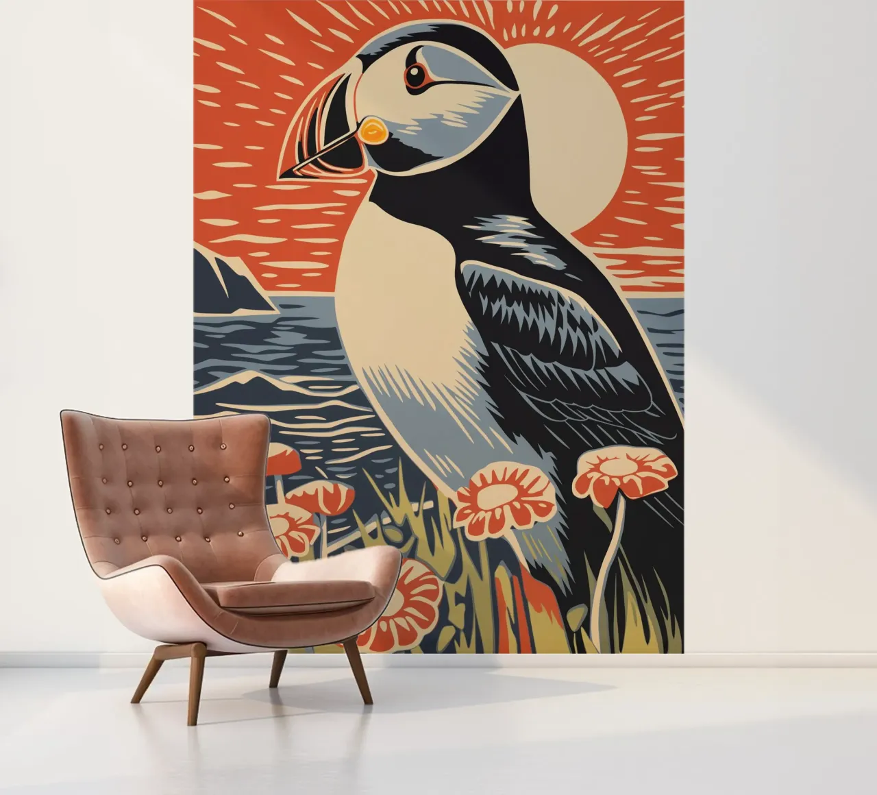 Iceland Puffin Travel Poster photo wallpaper by Autofocus