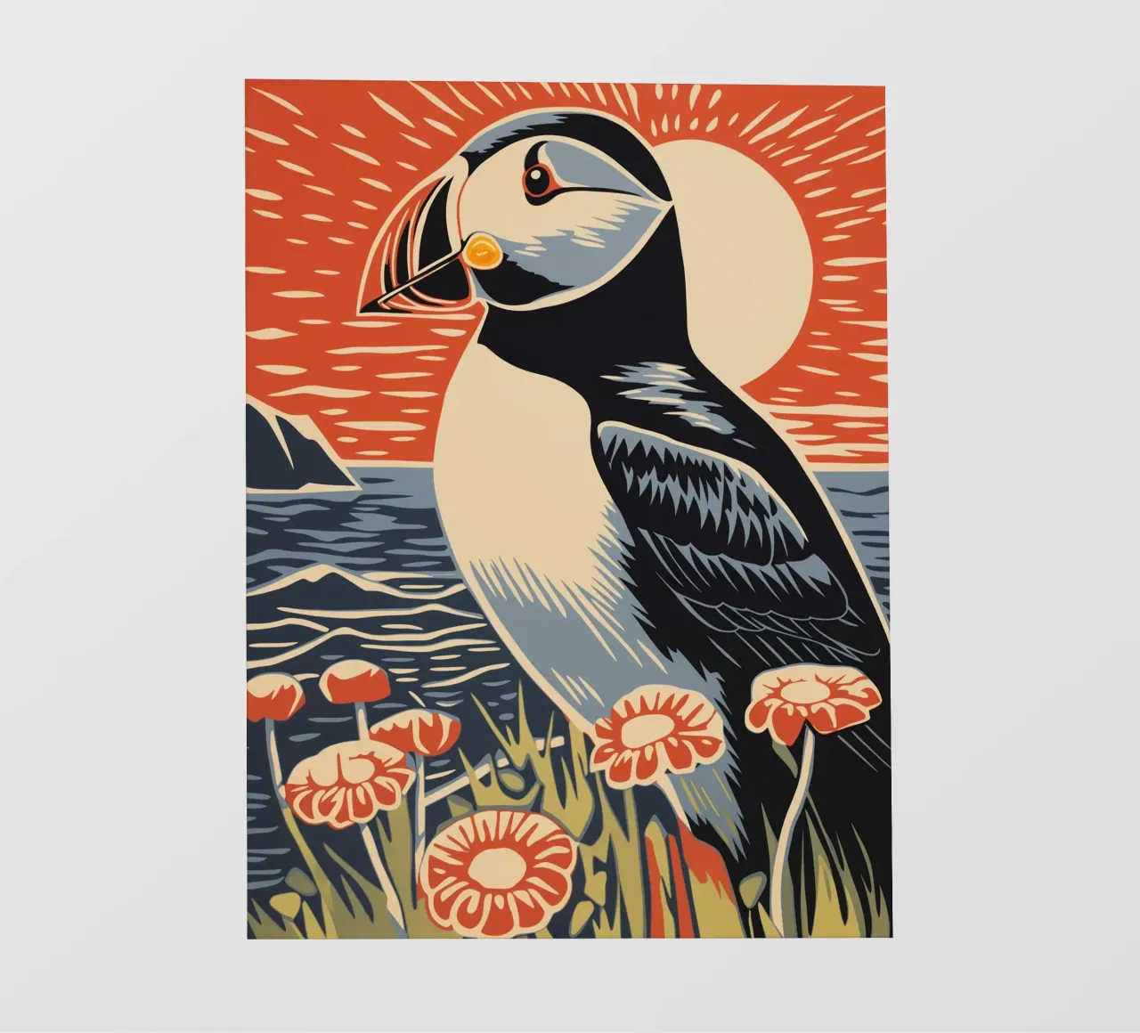 Iceland Puffin Travel Poster photo wallpaper by Autofocus