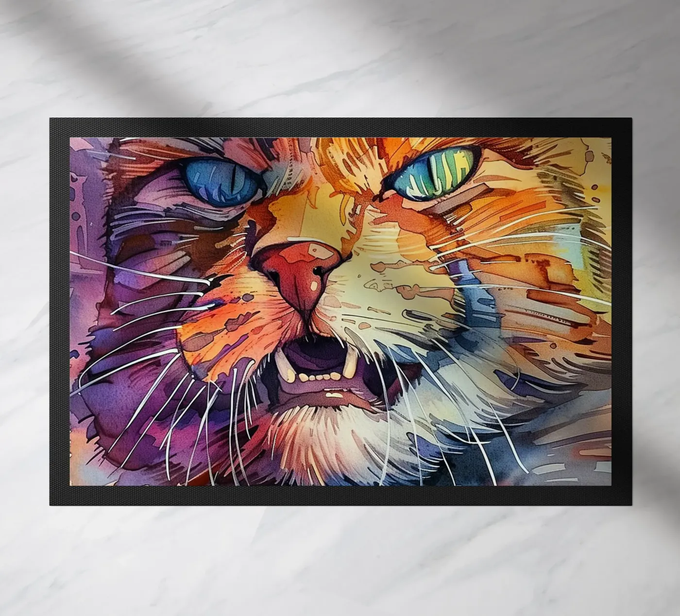 Angry cat doormat by Justyna Jaszke JBJart