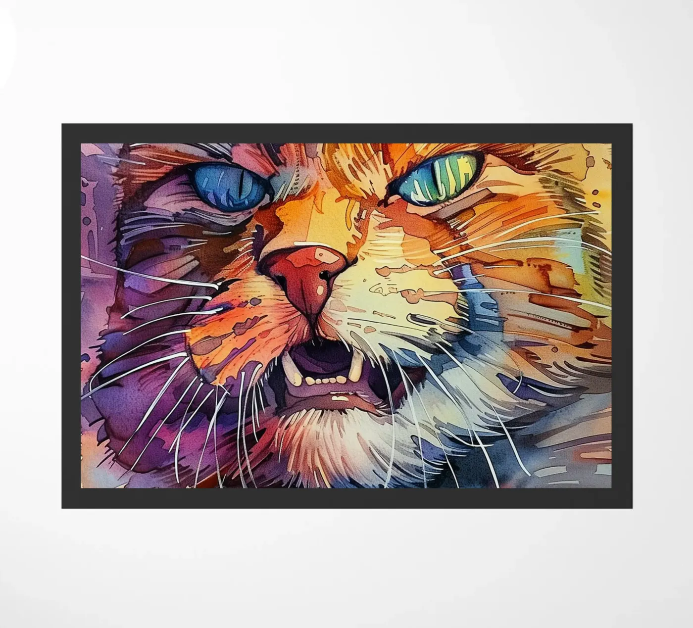 Angry cat doormat by Justyna Jaszke JBJart