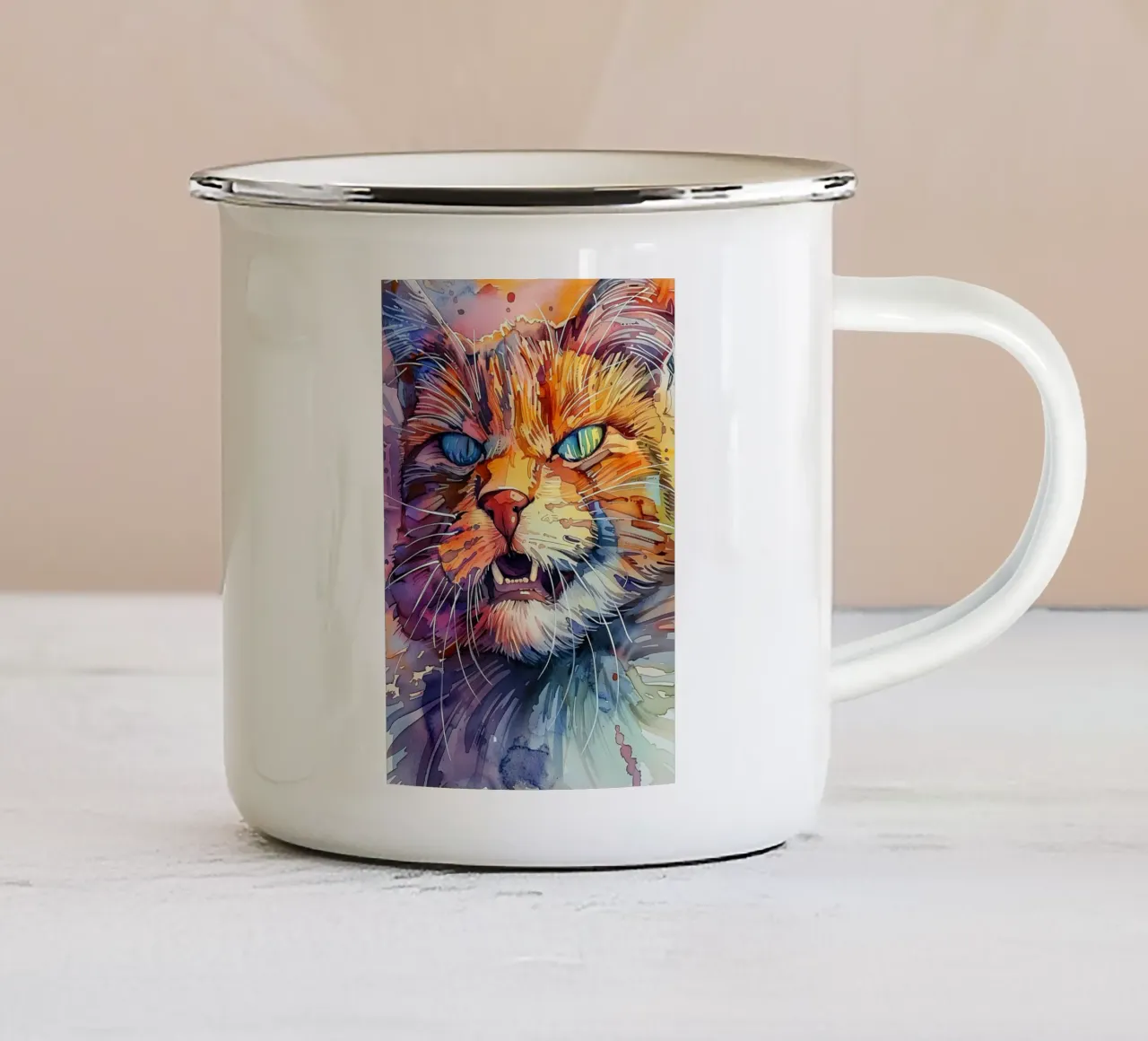 Gatto arrabbiato tazza in smalto da Justyna Jaszke JBJart