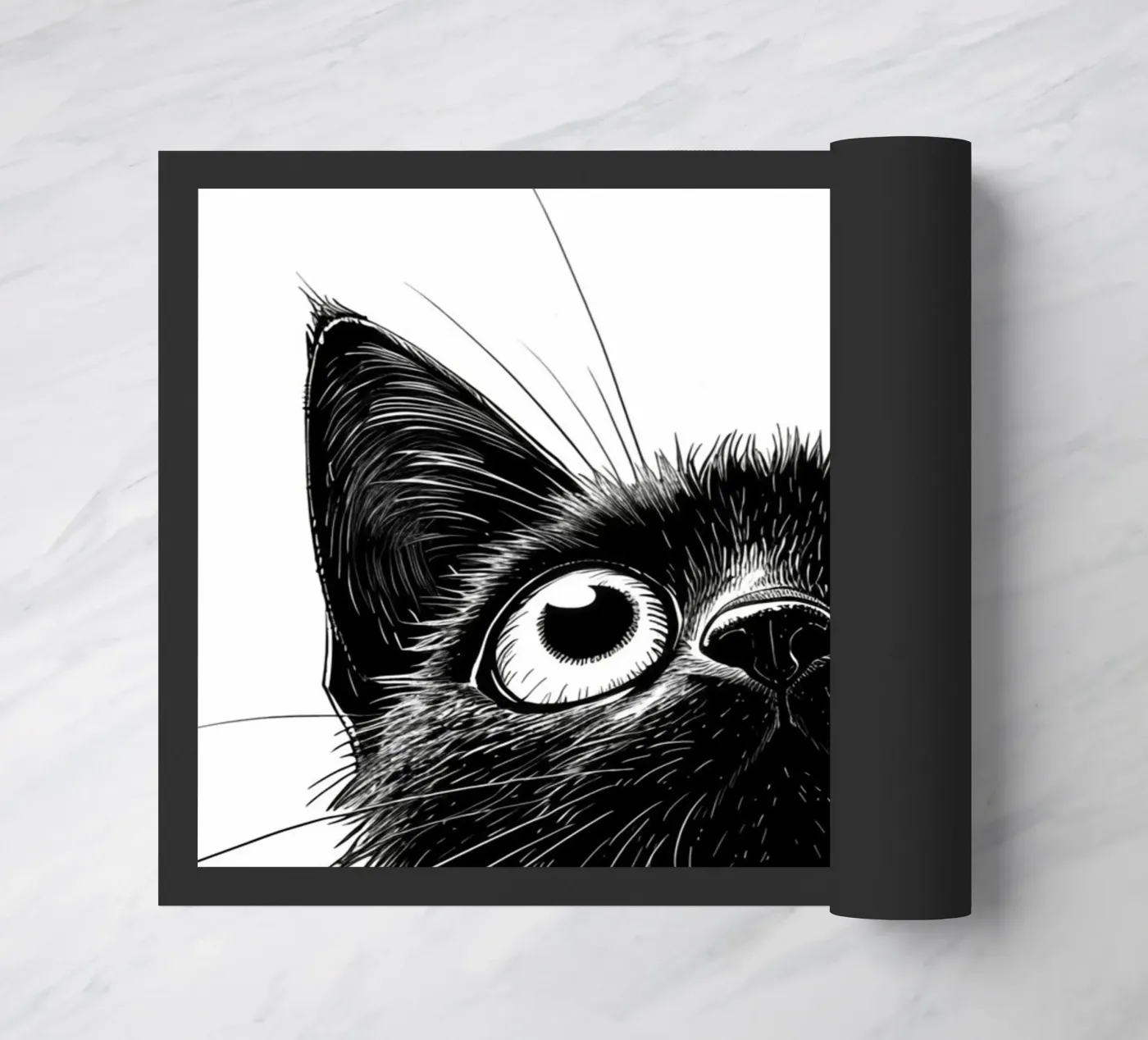 Black kitty doormat by Justyna Jaszke JBJart