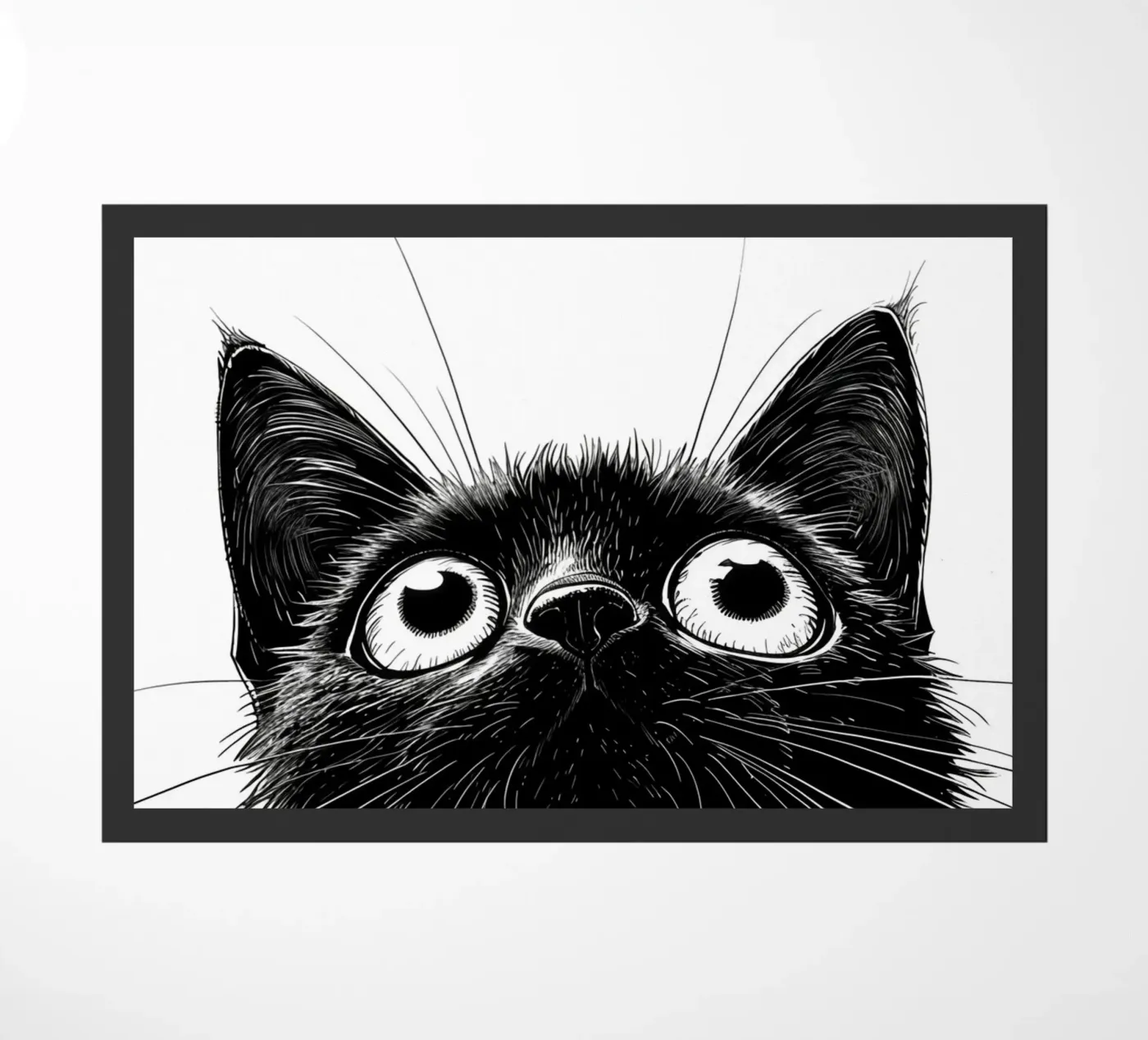 Black kitty doormat by Justyna Jaszke JBJart