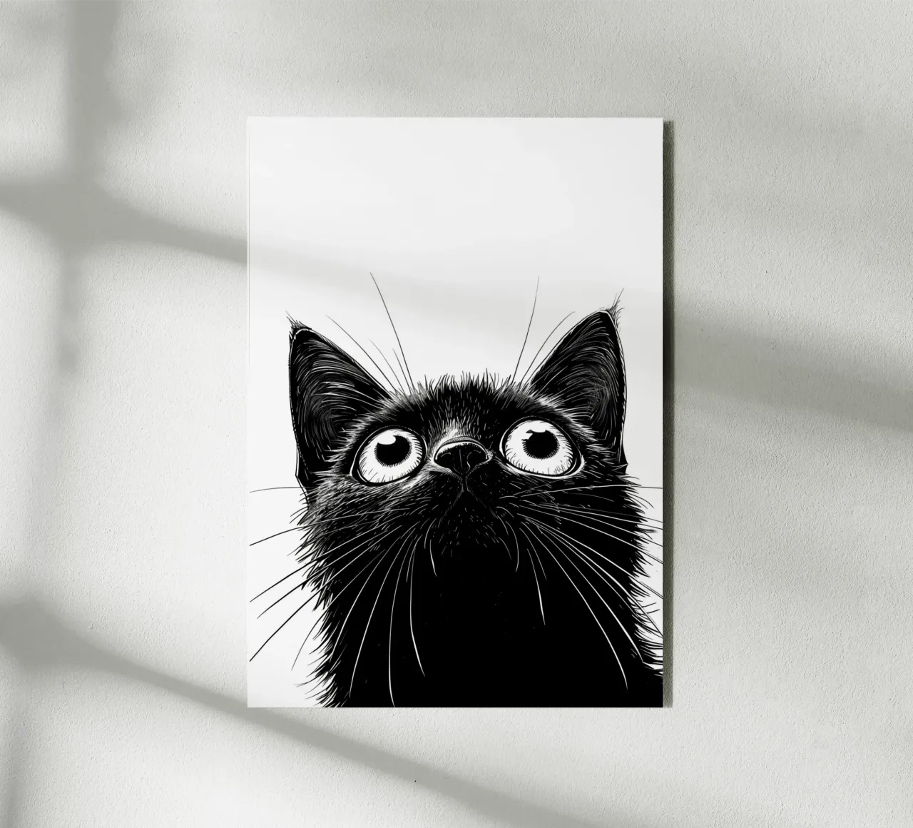 Zwart poesje aluminium-dibond van Justyna Jaszke JBJart