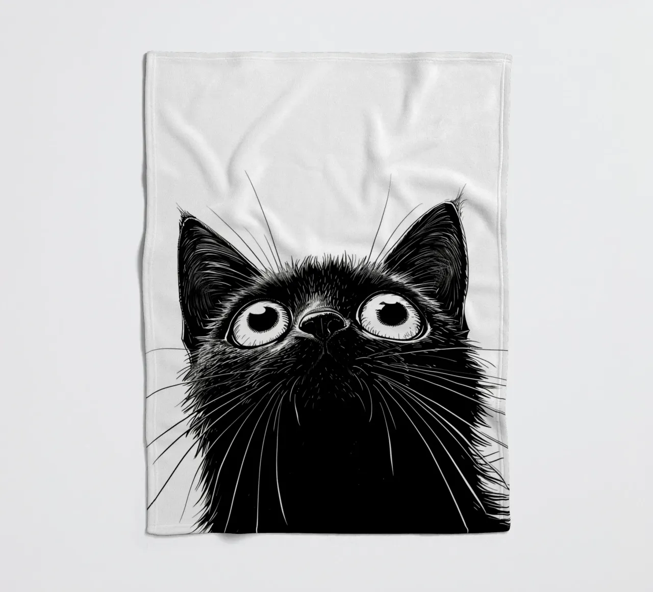 Chaton noir plaid polaire de Justyna Jaszke JBJart