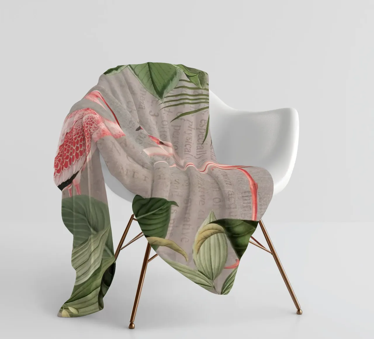 Vintage Flamingo Oasis And Vintage Typography fleece blanket by Andrea Haase Vintage World