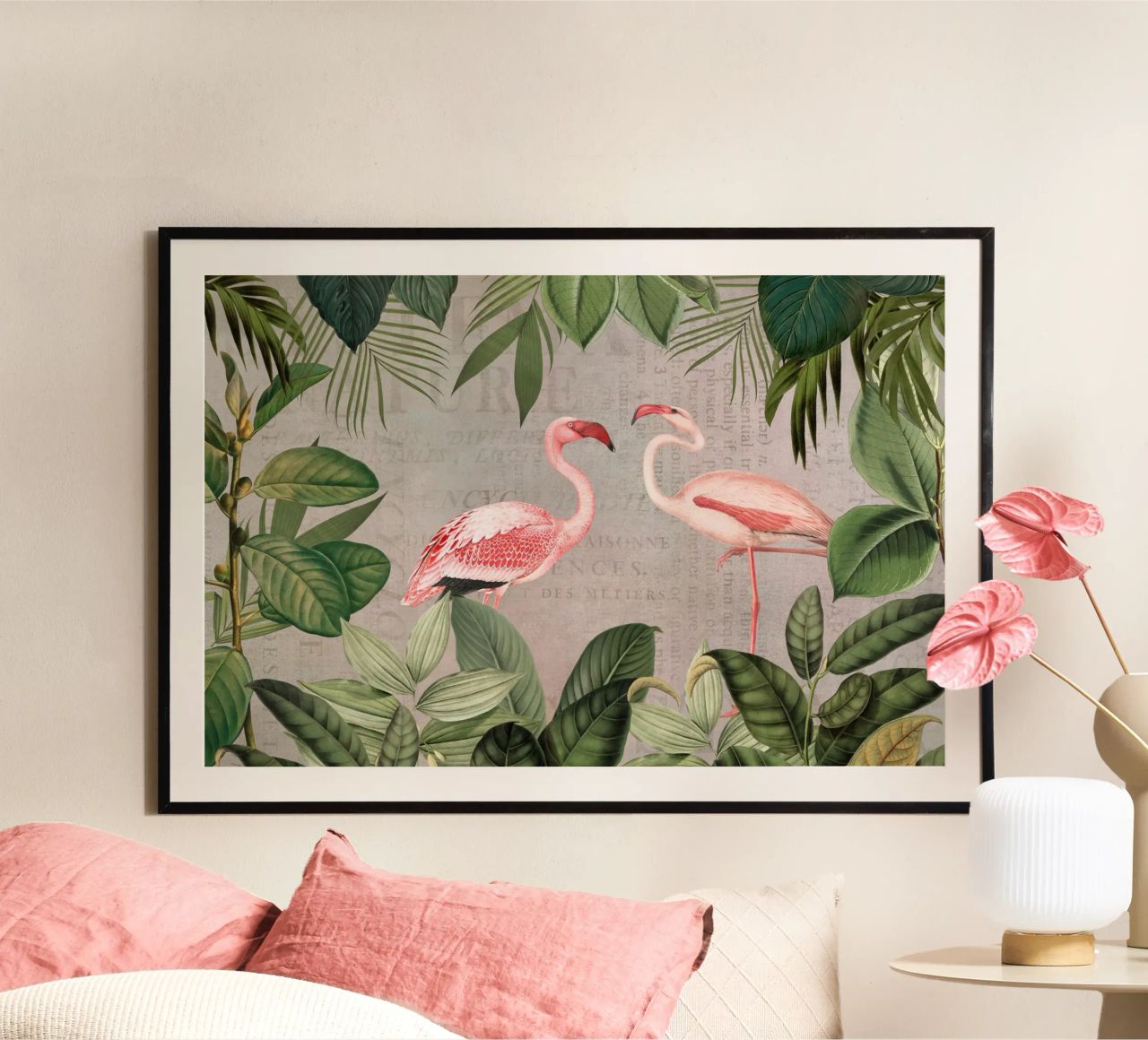 Oasis flamant rose vintage et typographie vintage poster de Andrea Haase Vintage World